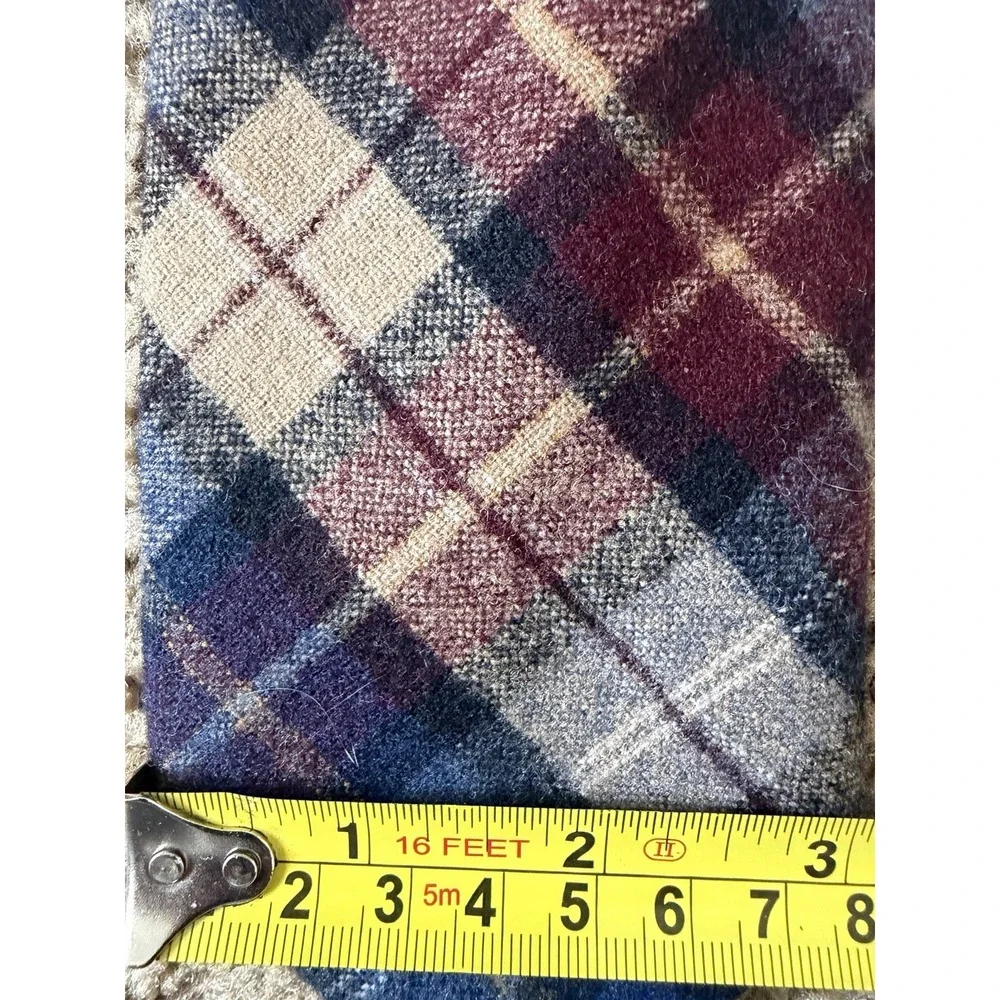Pendleton Neckwear Tie Red Blue Plaid All Over Pattern 100% Virgin Wool USA JBHS
